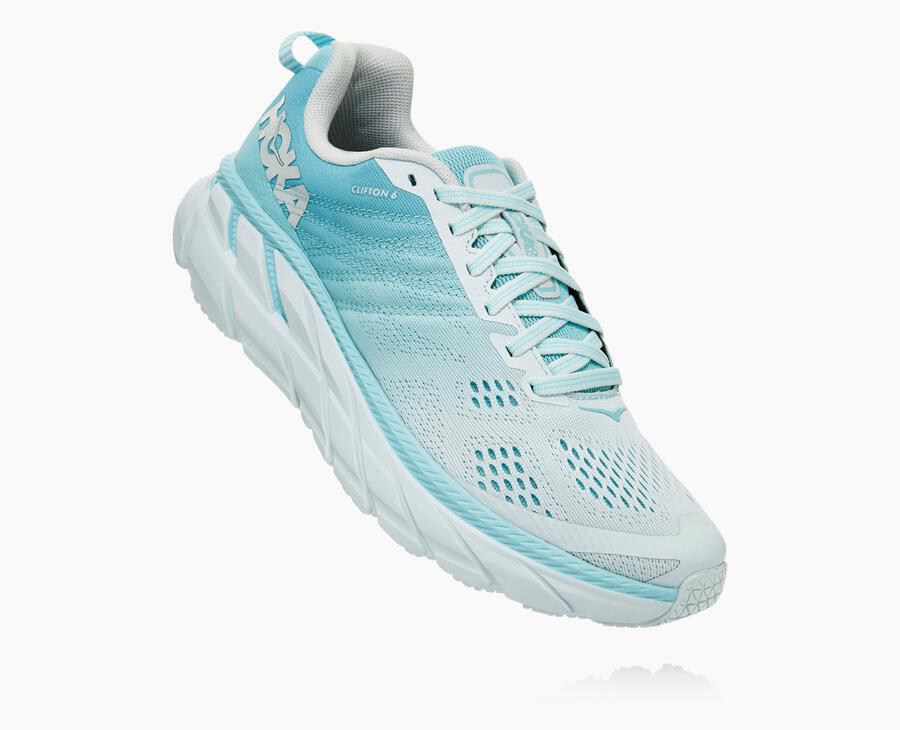 Hoka One One Loopschoenen Dames - Clifton 6 - Blauw/Wit - QP3176842